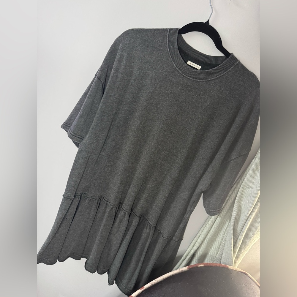 American Eagle Outfitters Charcoal Tiered Midi Dress